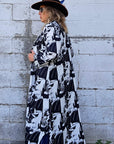 Baha Ranch Black White Cowboy Western Duster Dress