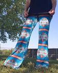 Baha Ranch Teal Aztec Flare Pants