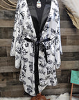 Baha Ranch Cowboy Print Western Satin Kimono Robe