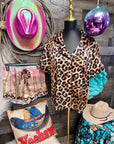 Baha Ranch Retro Pop Western Leopard Desert Cowgirl Satin Pajamas
