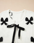 Bow Tie Lace-Up Sweater Cardigan