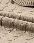 Cable Knit Turtleneck Batwing Short Sleeve Sweater