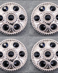 Western Screw Back Concho1 Black Crystal Wheel Bling Headstall Cowgirl