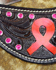 Hilason Western Ladies Spur Straps Leather W/ Red Breast Cancer Ribbon