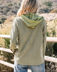 Textured Knit Pocketed Drawstring Hooded Jacket