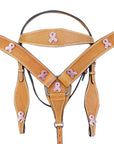 HILASON Western Horse Headstall Breast Collar Set Genuine American Leather Basket Weave Tan