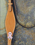 HILASON Western Horse Headstall Breast Collar Set Genuine American Leather Basket Weave Tan