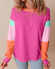 Colorblock Patchwork Long Sleeve Top