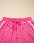 Colorblock Textured Tee & Drawstring Shorts Set