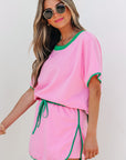 Colorblock Short Sleeve T-Shirt and Skort Set