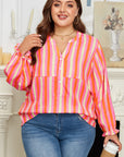 Teresa Stripe Crinkled Half PLUS Blouse