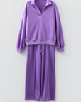 Solid Collared Top and Central Seam Pants Set