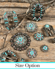 Antique Silver Turquoise, AB Crystal Conchos - Sizes from 1"- 3" and Buckles