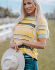 Stripe Short Sleeve Crew Neck T-Shirt