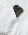 Cable Lattice Textured Kangaroo Pocket Hoodie