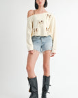 ONE SHOULDER FRENCH TERRY TOP WITH CUTOUT DETAIL