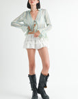 FLYAWAY BLOUSE WITH RUFFLE DETAIL
