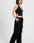 FRENCH TERRY PANTS WITH CUTOUT DETAIL