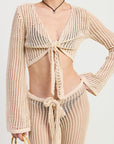 CROCHET CROPPED TOP WITH FRONT TIE