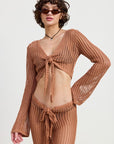 CROCHET CROPPED TOP WITH FRONT TIE