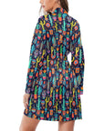 Crazy Cactus Lady Women's Long Sleeve Belted Satin Feel Dressing Lounge Robe