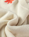 Floral Embroidered Sleeve Round Neck Loose Sweater