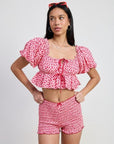MINI RUFFLE PRINTED SHORTS