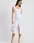 SQAURE NECK MIDI CAP SLEEVE DRESS