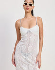 SPAGHETTI STRAP LACE MIDI DRESS