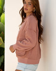 Solid Reverse Seam Half-Zip Side Pocket Sweatshirt