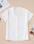 Lilla Notched Neck Batwing Sleeve Lightweight Blouse