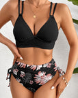 Tropical Colorblock Ribbed High Waist Bikini Swimsuit