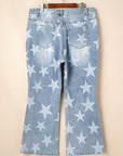 Plus Size Star Buttoned Slit Knee Distressed Jeans
