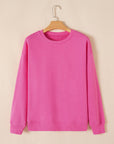 Solid Drop Shoulder Crewneck Pullover Sweatshirt