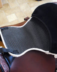Fleece Saddle Seat Cover White With Black Neoprene Back Hilason