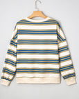 Rose Stripe Crew Neck Pullover Sweatshirt