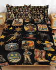 Vintage Cowboy Collage Design 3-Piece Bedding Set (1 Duvet Cover + 2 Pillow Shams) – 102"×90"