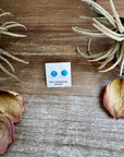 Stud Earrings – Kingman Turquoise – Sterling Silver – Handmade by Mary Ann Neha, Zuni Artist