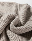 Waffle Knit Ribbed High Neck Drop Shoulder Sweater