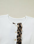 Leopard Ruffle Patchwork Button Up Cropped Cardigan