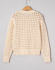 Hollowed Knit Zip Up Sweater Cardigan