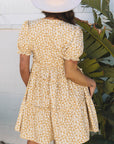 Floral V-Neck Short Sleeve Tiered Mini Dress