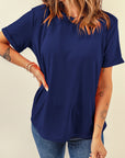Solid Short Sleeve Crew Neck Tee