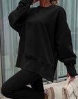 Solid Oversize Sweatshirt and Ribbed Leggings Set