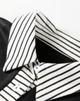 Plus Size Stripe Cuffs Collared Ruffle Hem Dress