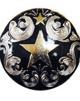 Western Screw Back Concho Texas Star Black Saddle Headstall Bling Cowgirl
