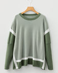 Stripe Colorblock Patchwork Dolman Sleeve Sweater