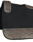 Western Wool Felt Horse Saddle Pad Dark Tan Alligator Print Leather