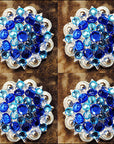 Turquoise Blue Crystals Berry Headstall Saddle Hilason