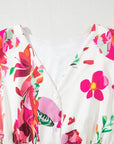 Plus Size Floral Ruffle Sleeve Buttoned Midi Dress